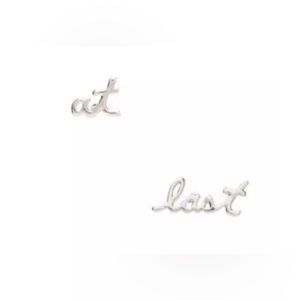 Kate Spade “At Last” Silver Wedding Stud Earrings